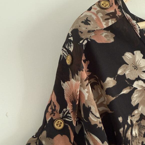 Speed Limit Womens Black Brown Floral 1/4 Zip V Neck Size 3XL Workwear Capsule - Picture 4 of 8